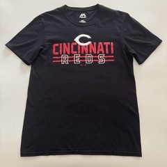Cincinnati Reds Shirt Men’s Medium Majestic 100% Cotton Black