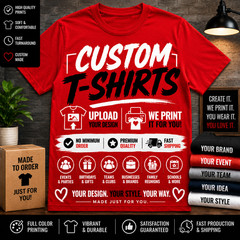 Big & Tall 2 sided Custom 7XL 1 Custom Black Tee Shirt Print on Front & Back