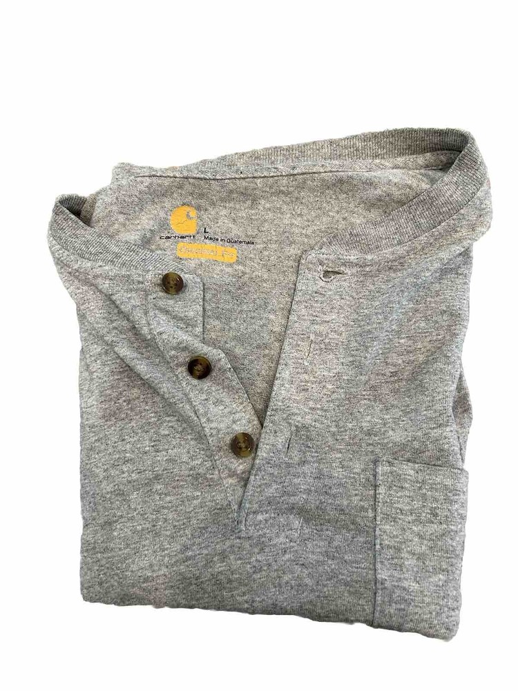 Carhartt Men’s Gray Short Sleeve Workwear Henley Neck Pullover T-Shirt Size L