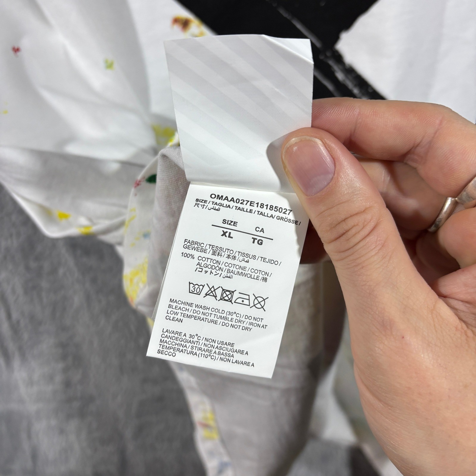 Off White Main Label Graphic T Shirt Adult XL White Paint Splatter Virgil Abloh gallery