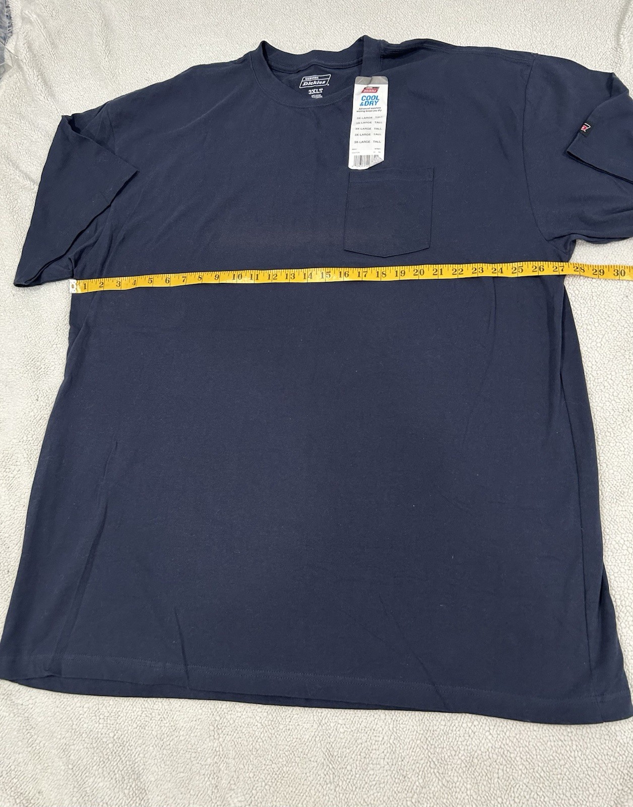Dickies Men's Long Length Short Sleeve Cool & Dry Pocket Tee Navy Blue Size 3XL gallery