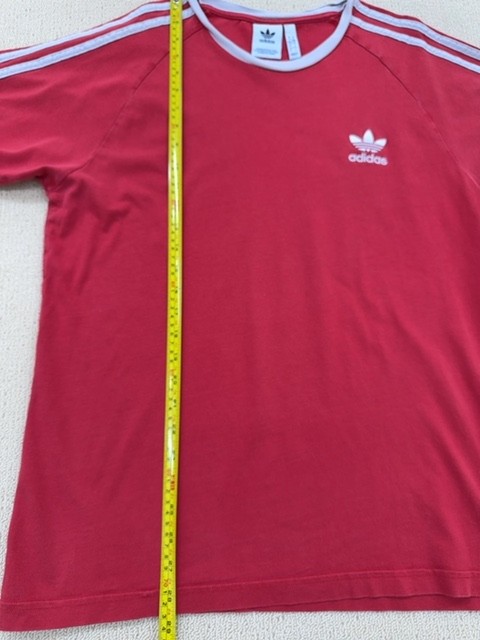 Adidas Originals T-Shirt Red Striped Cotton Crew Neck Short Sleeve L gallery