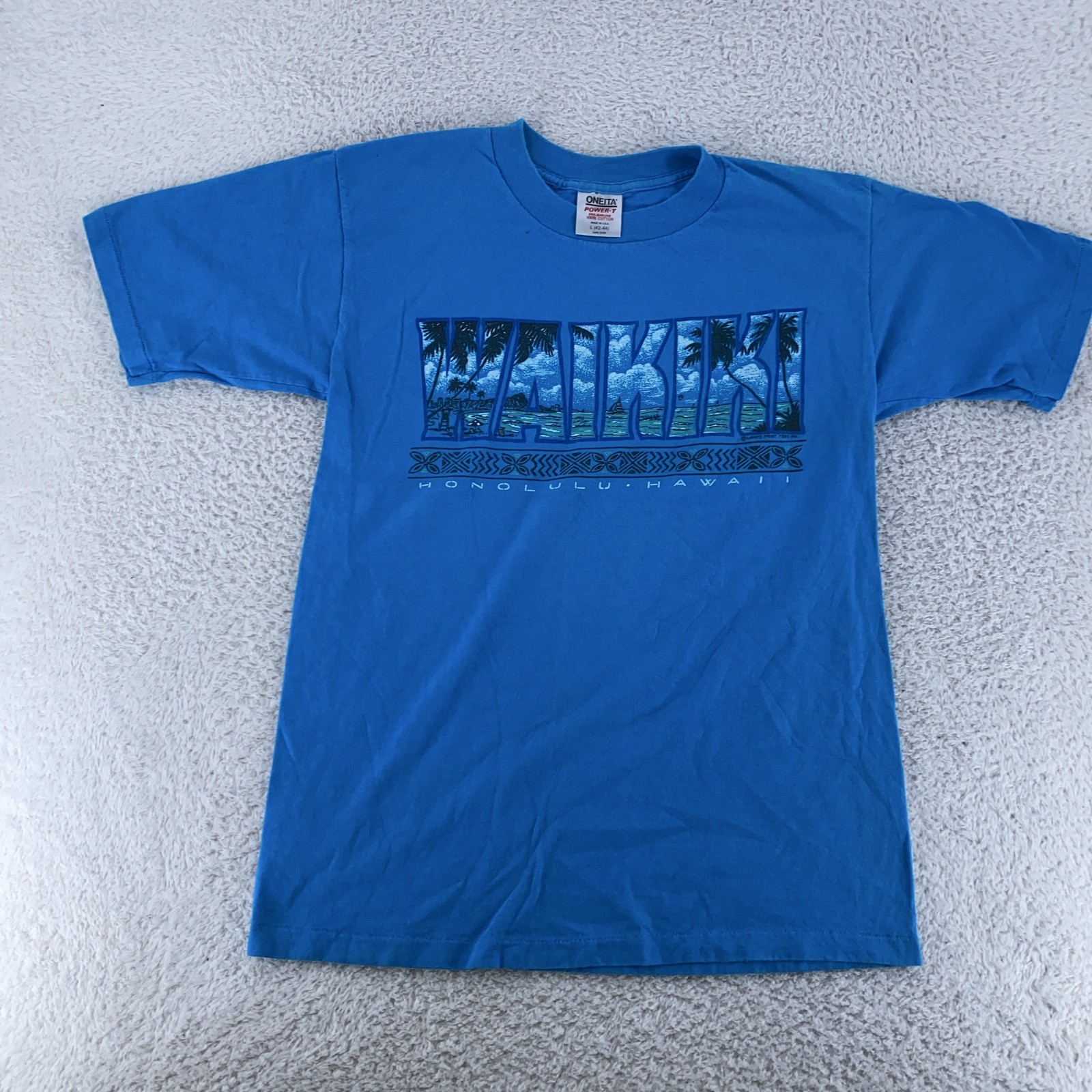 Vintage Waikiki Honolulu Hawaii Shirt Mens Small Beach Surf Sail Tee 90s USA gallery