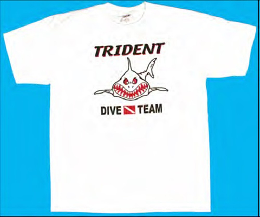 Trident Dive Team Angry Shark T-shirt – Scuba Diving – White
