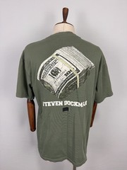 STEVEN DOCKMAN Green Big Dollars Print Short Sleeve Italian T-Shirt Sz M
