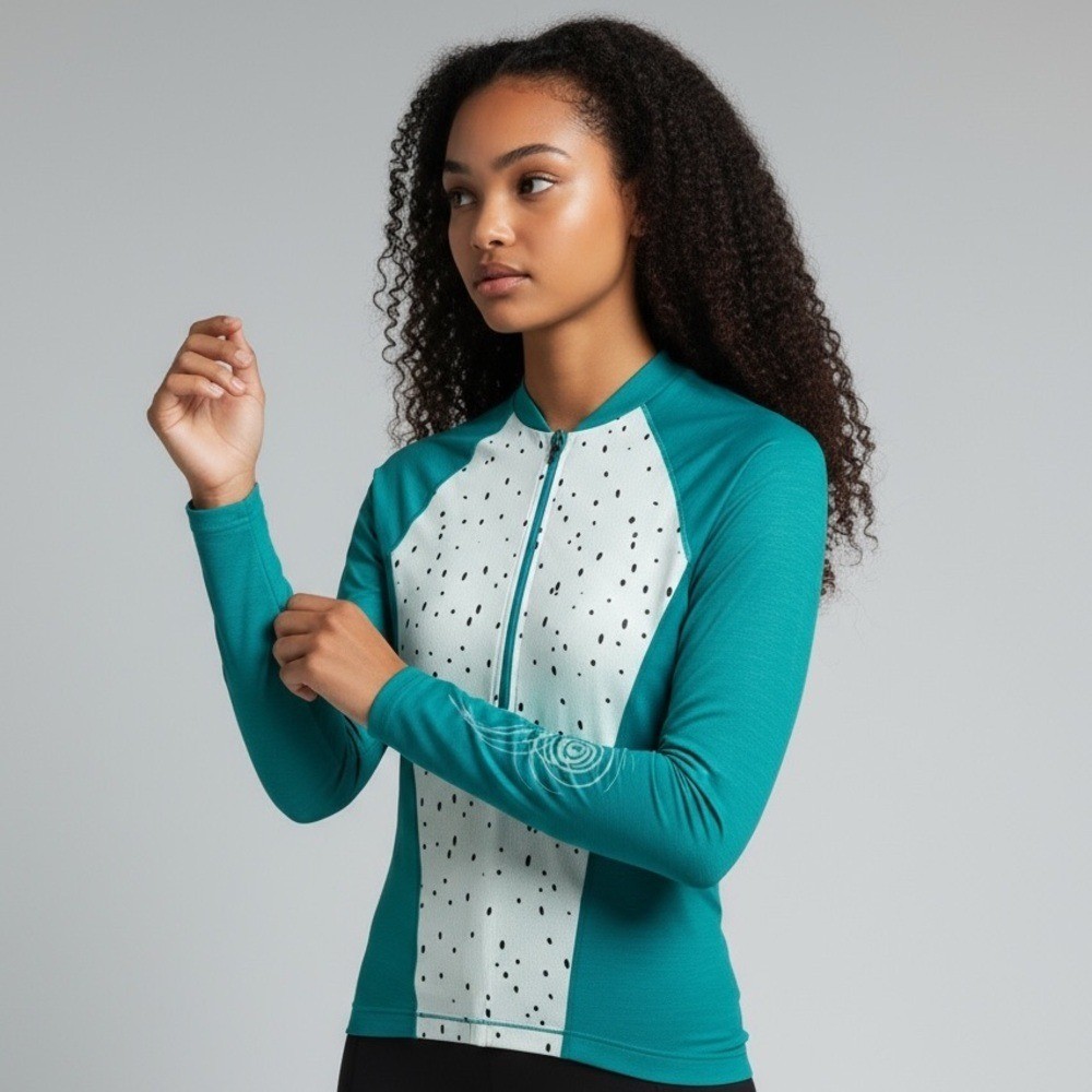 MONDETTA – SIZE SMALL – GREEN LONG SLEEVE CYCLING HALF ZIP BREATHABLE SHIRT B5
