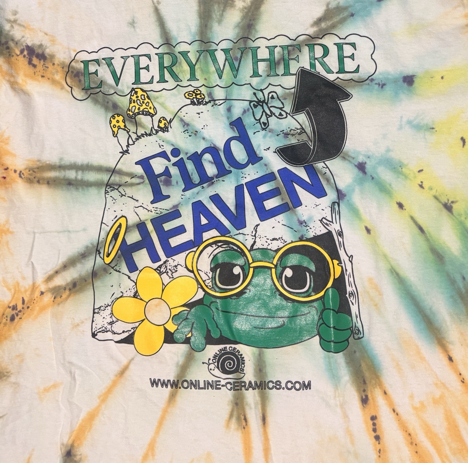 Online Ceramics Tie Dye Find Heaven Everywhere Frog T Shirt XXL OOP Authentic gallery