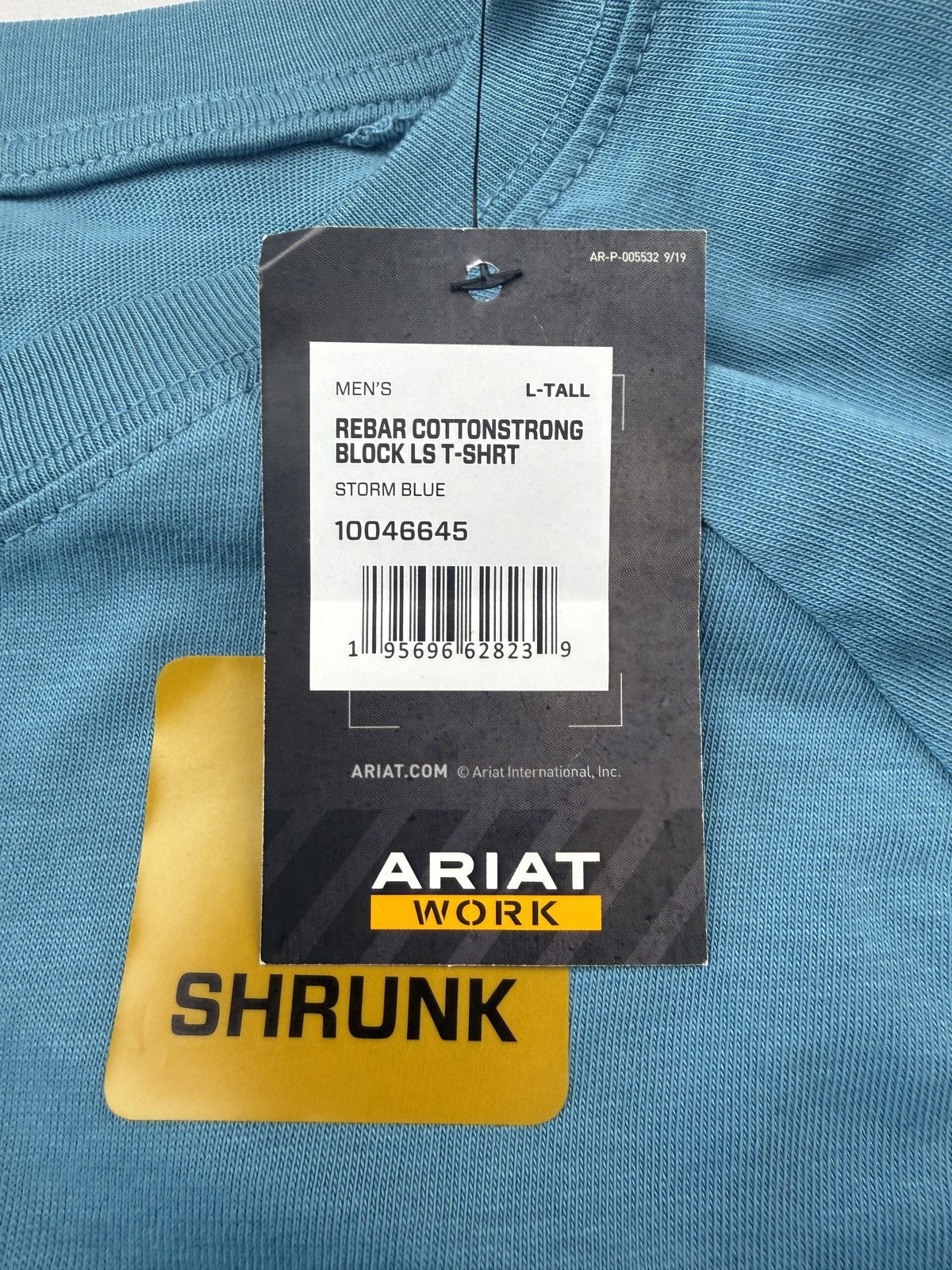 Ariat Shirt Mens LT Blue Rebar Long Sleeve Logo Graphic Tee Workwear Preshrunk gallery