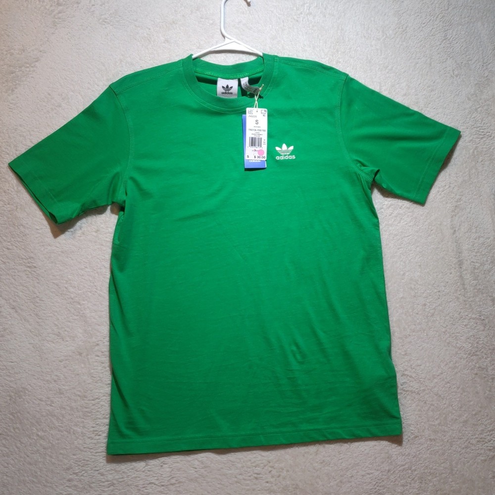 Adidas Trefoil Essentials Tee Shirt Size Small Mens Energy Green JN0235, NWT