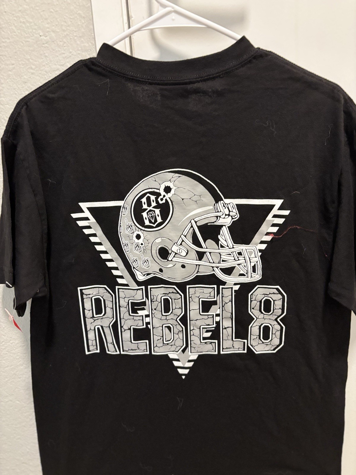 Rebel 8 eight Skull Helmet Double Sided Vintage 2003 Tshirt Med gallery