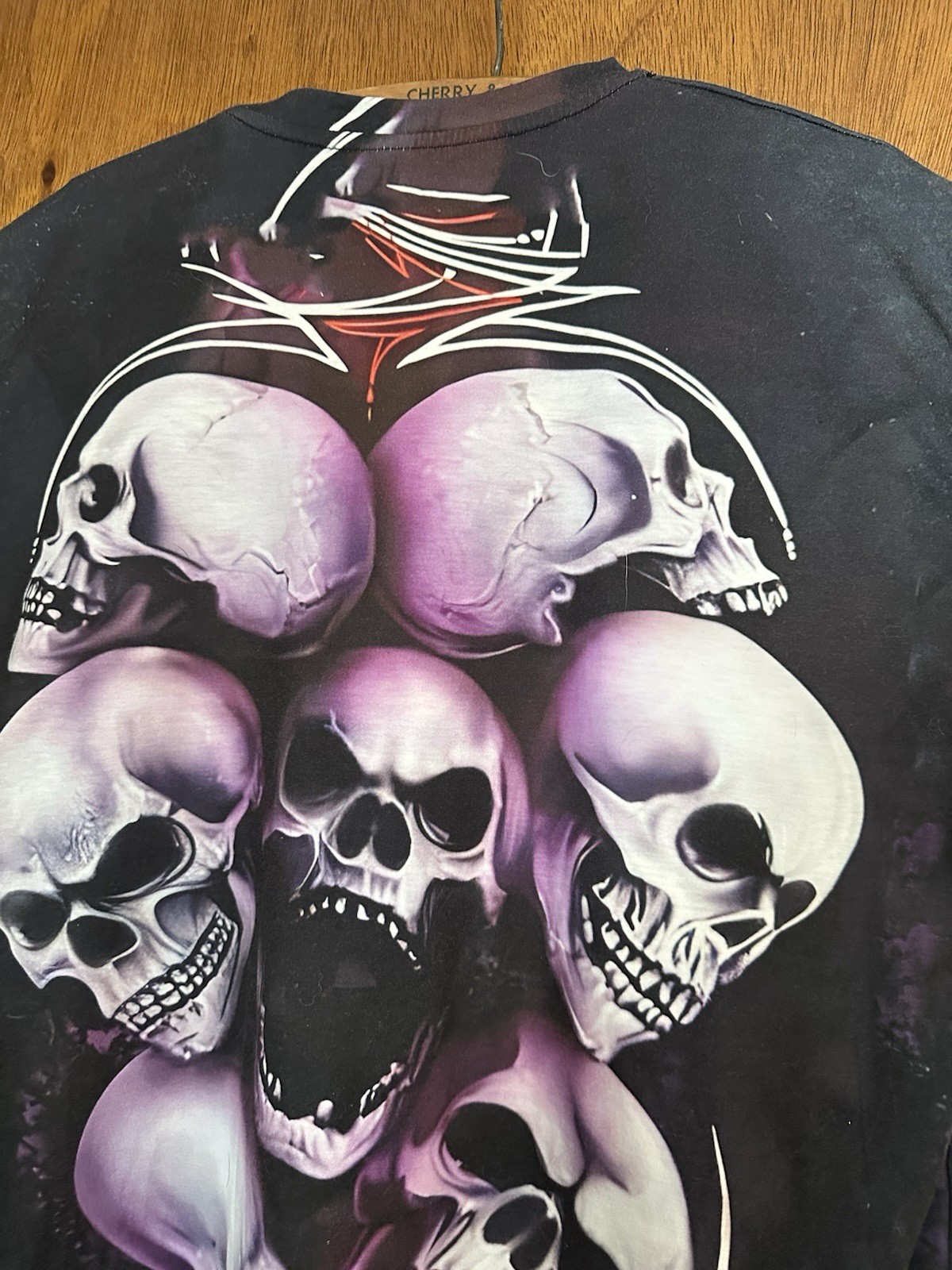 Skulls Shirt Black Purple Grunge Goth Graphic Horror Tee Shirt XL Men’s Woman’s gallery