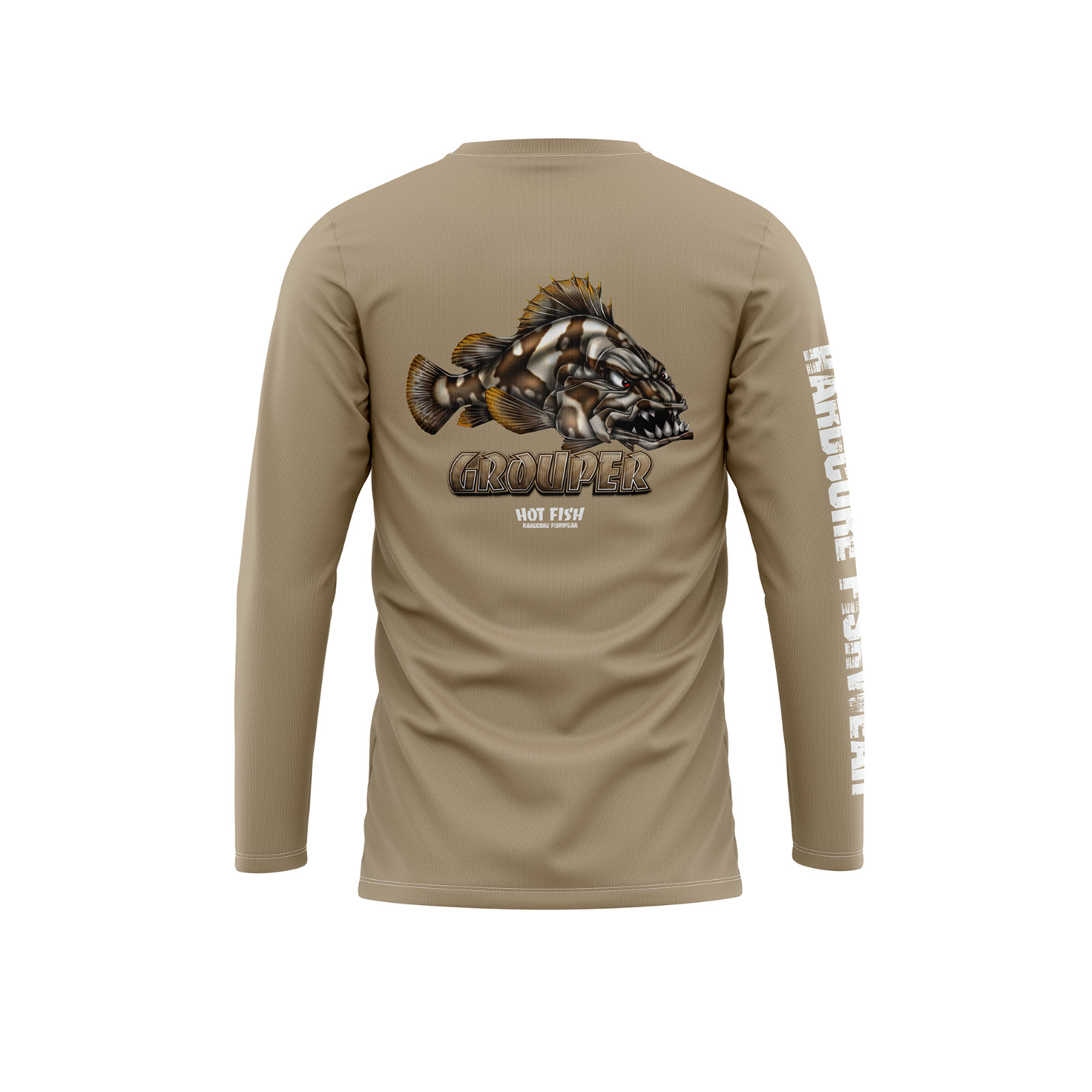 Men’s Green Long Sleeve Fishing Shirt – UPF Protection – HOT FISH GROUPER gallery