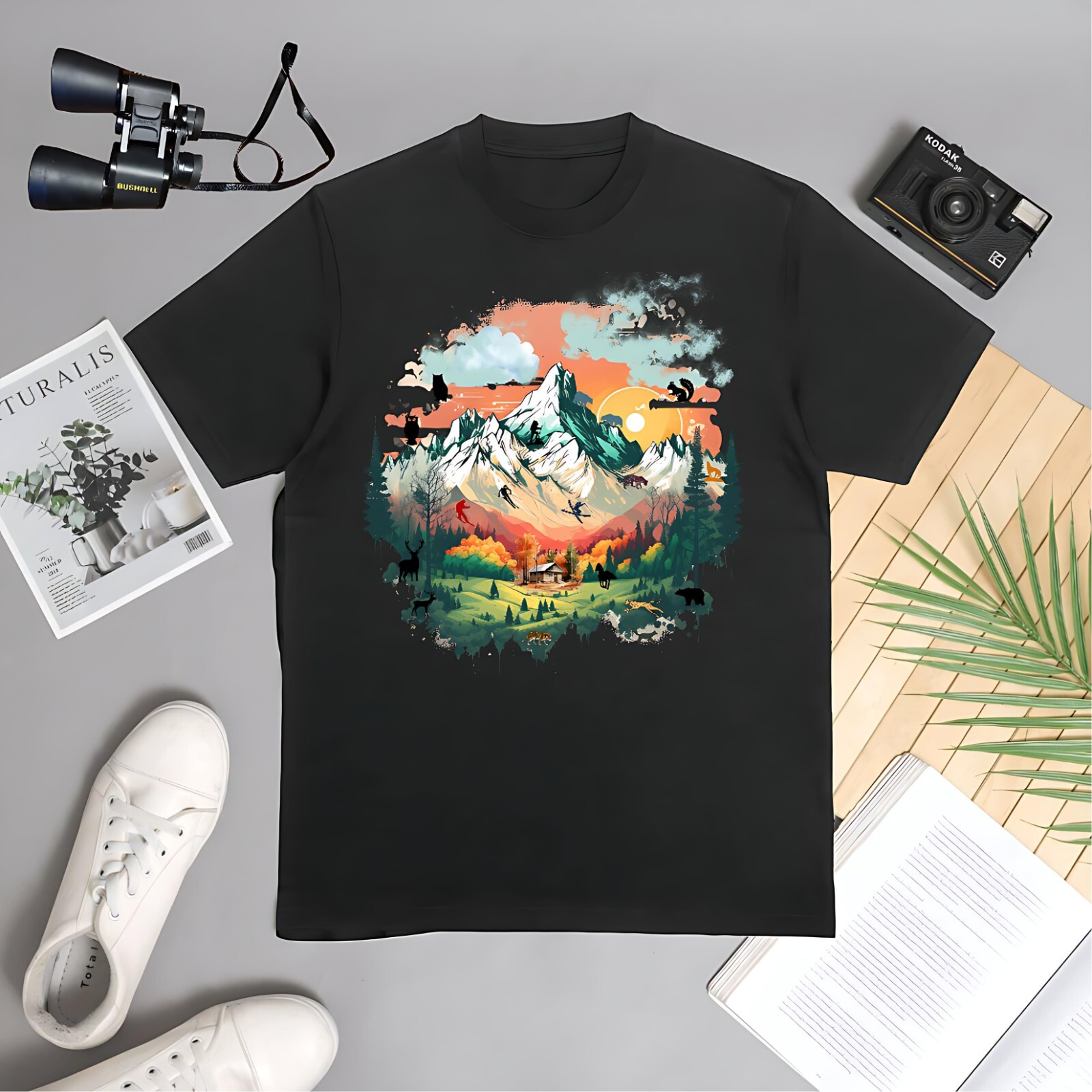 Classic Outdoor Wilderness Mountain Scene Graphic T-Shirt, Unisex S - XL gallery