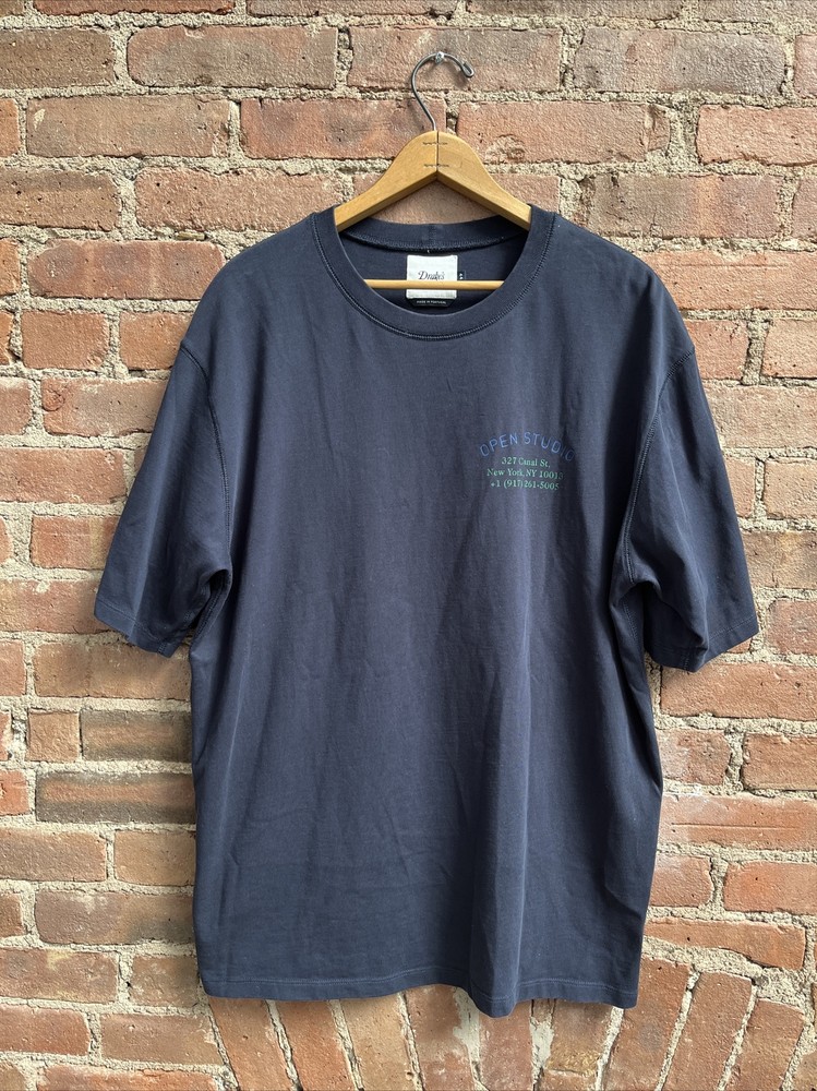 Drakes Men’s Tee, Sz 44, Blue Heavy Gauge Cotton, Open Studio 327 Canal Heavy