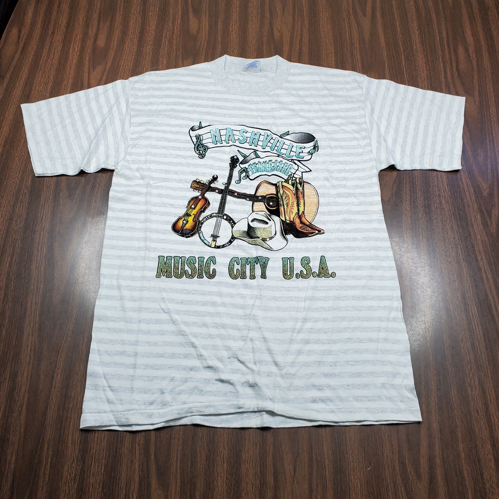 Vtg Nashville Music City T-Shirt Mens Large Premier USA Single Stitch Country