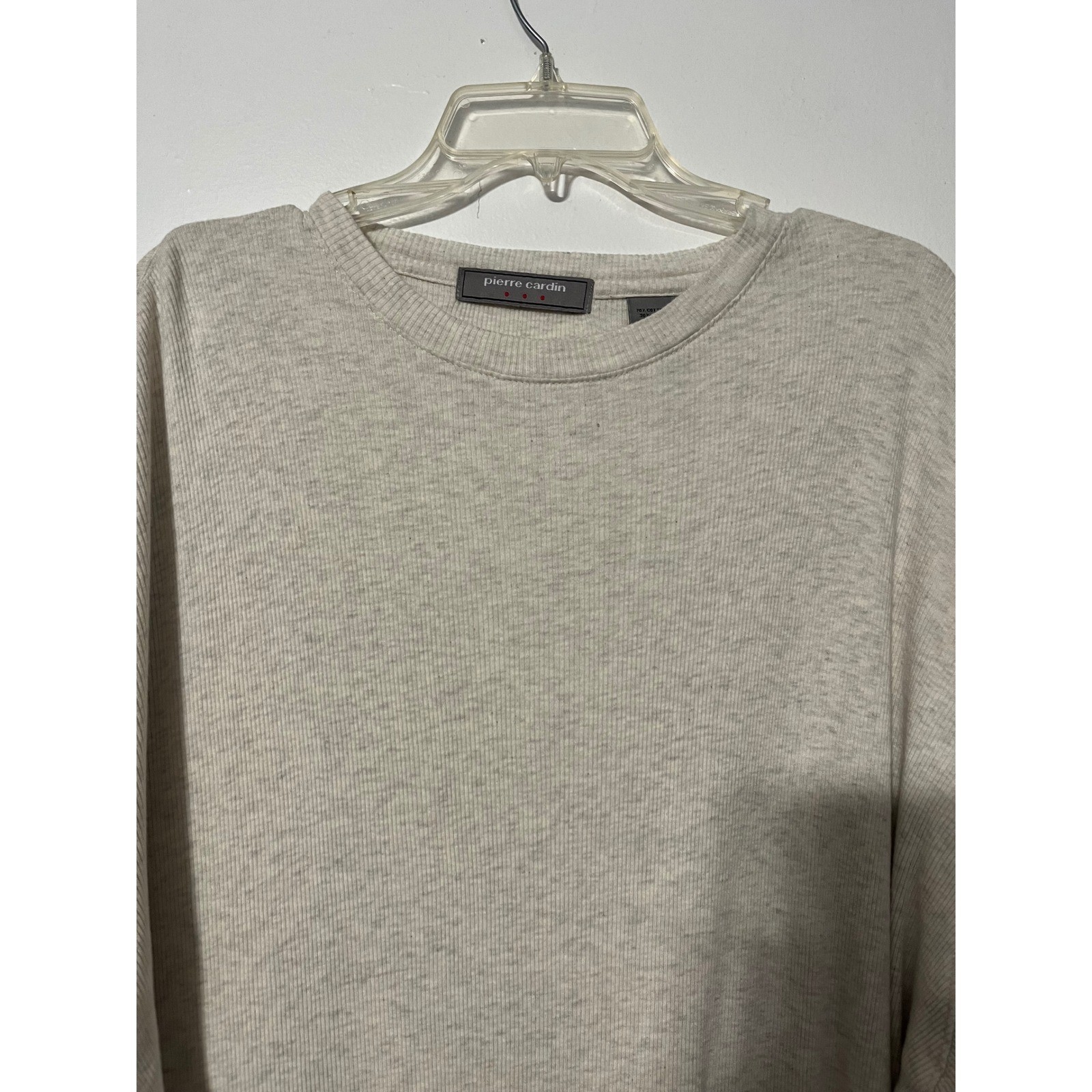 Pierre Cardin Mens XL Oatmeal Heather Ribbed Knit Short Sleeve Shirt 615524 gallery