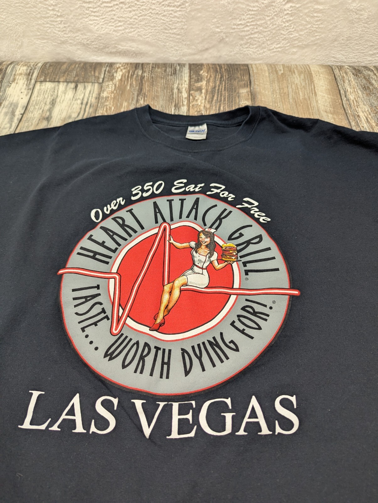 "HEART ATTACK GRILL Taste Worth Dying For" LAS VEGAS Black 5XL Tee Shirt Black. gallery