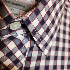 Johnston & Murphy XL Flip Cuff Long Sleeve Button Up Shirt Red White Blue Plaid