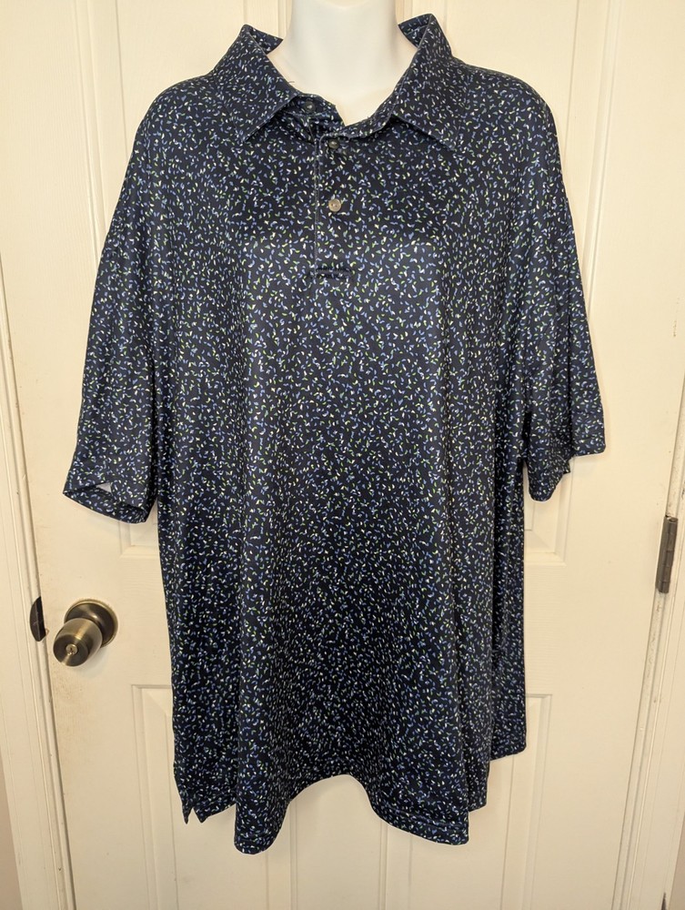 Ben Hogan Performance Men’s Blue Confetti Print Short Sleeve Golf Polo Shirt 2XL