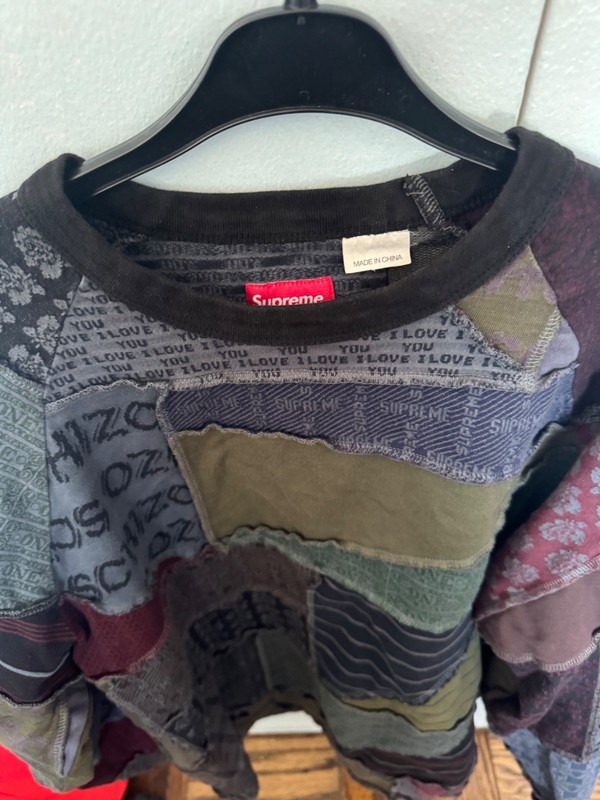 Supreme Schizo Jacquard Patchwork L/S Shirt Sweater M Box Logo Tee SS23 In hand gallery