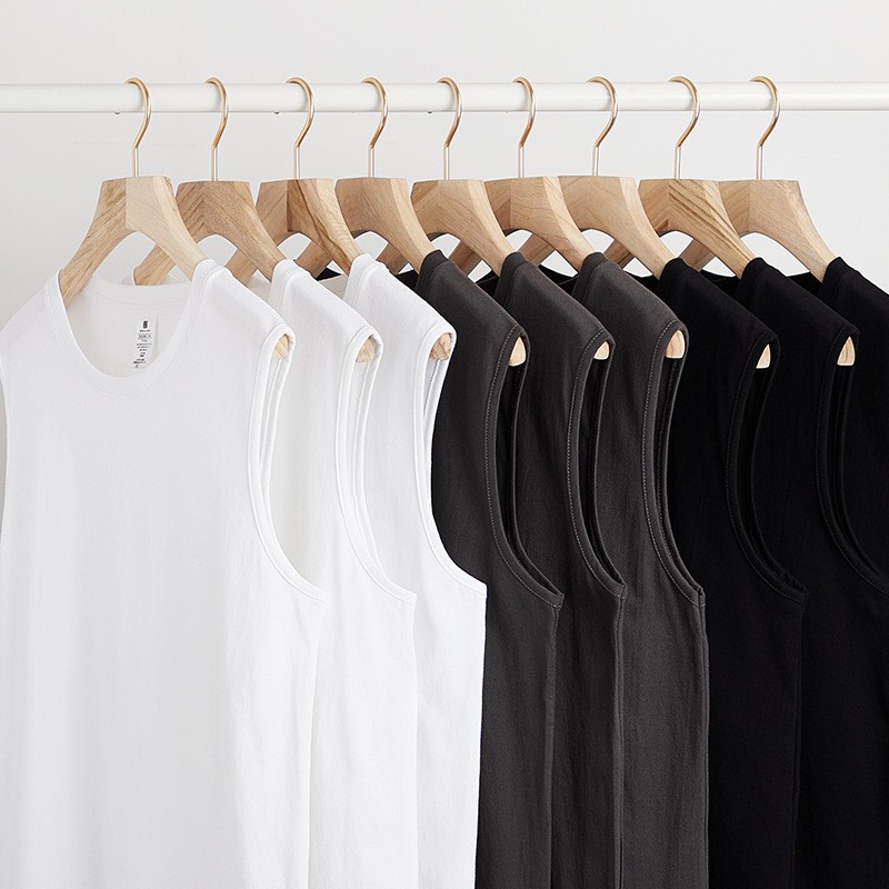 Solid Color Sleeveless T-shirt For Men Sport Fitness Vest Pure Cotton Sweatshirt gallery
