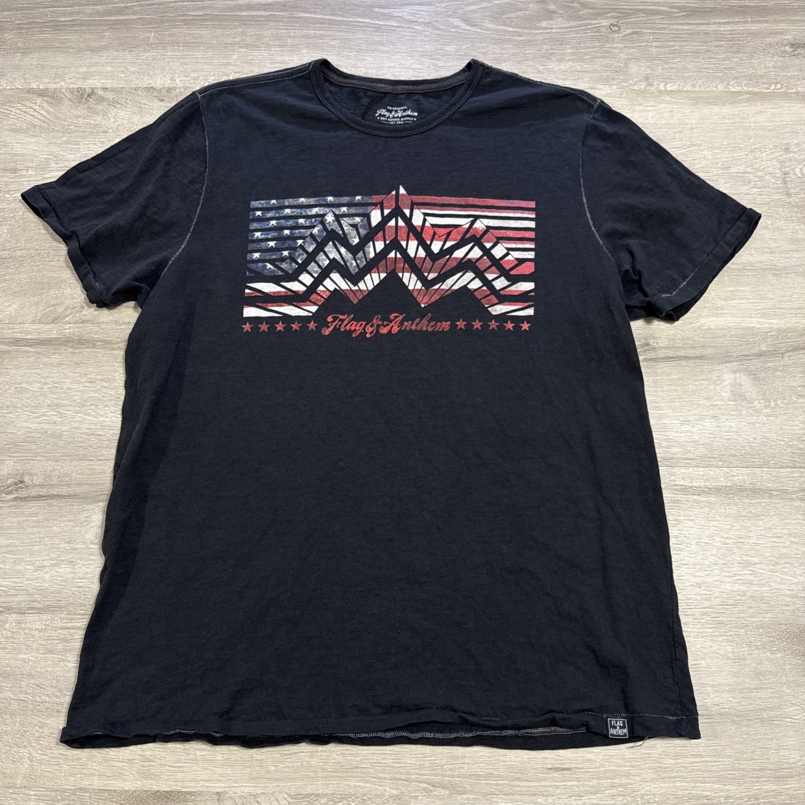 Flag & Anthem Shirt American Flag Mountain Graphic Black Men’s XL