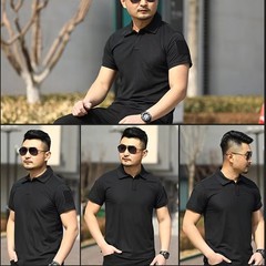 Mens Tactical Polo T-Shirt Quick Dry Combat Short Sleeve Team Work Casual Shirt