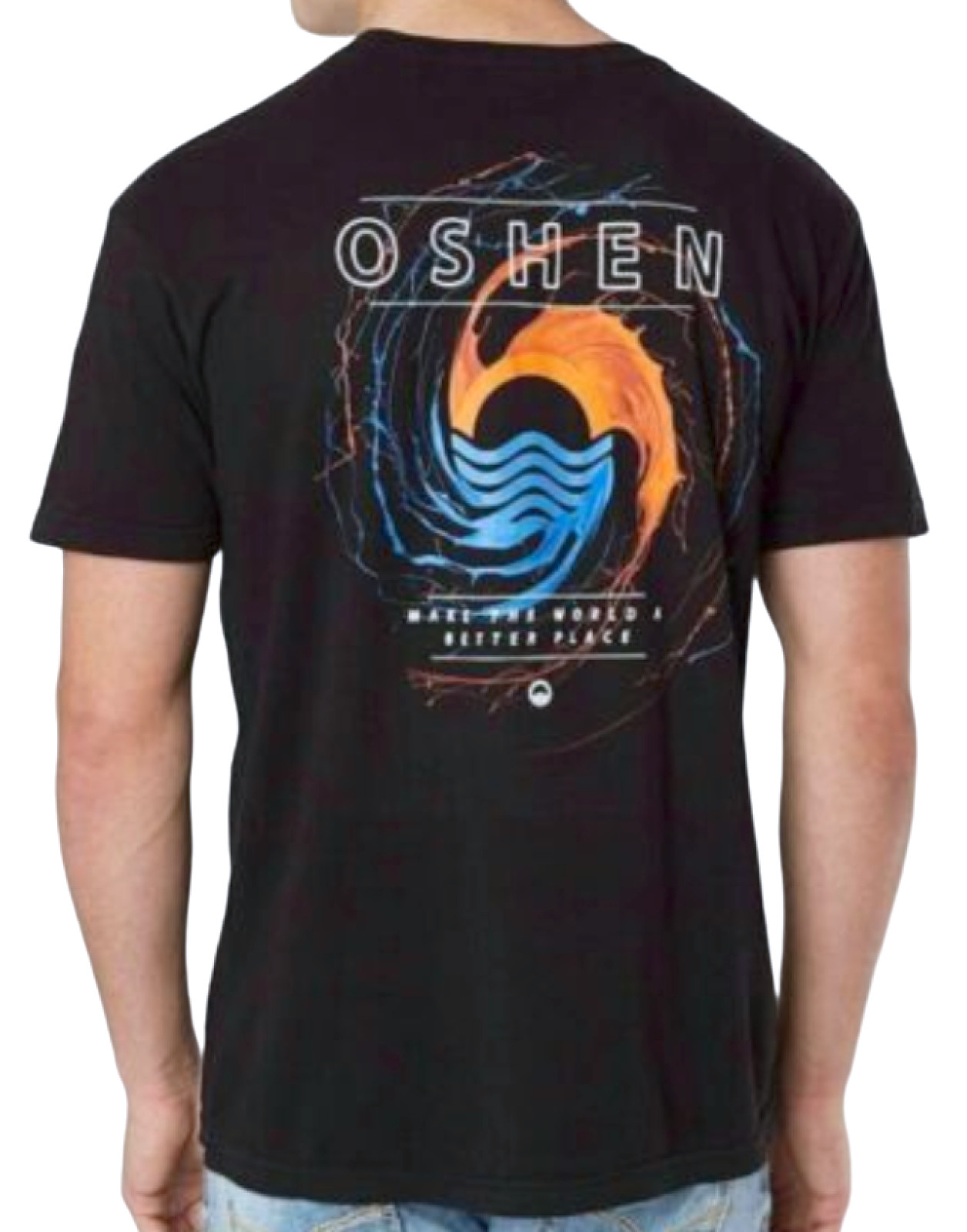 NEW OSHEN BLACK SPIN LOGO GRAPHIC T-SHIRT SHIRT SIZE SMALL BUCKLE gallery