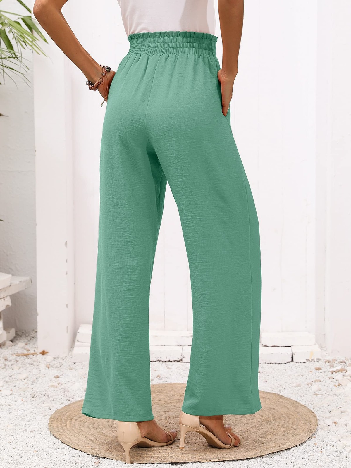 Womens Wide Leg Lounge Pants with Pockets Mint Green XX-Large Lightweight Hig... gallery