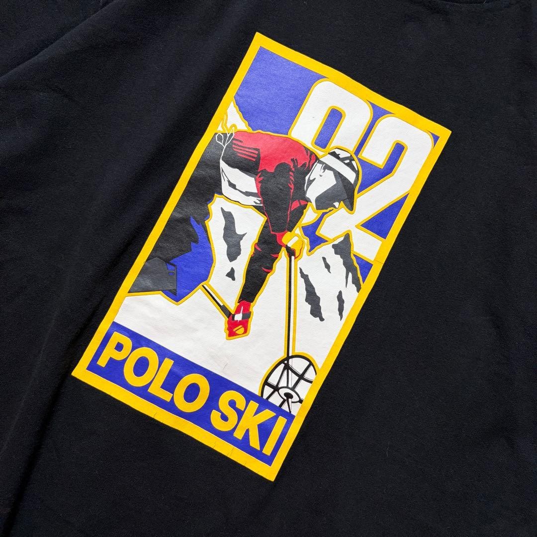 POLO RALPH LAUREN 90s POLO SKI Graphic T Shirt Black Large Vintage gallery