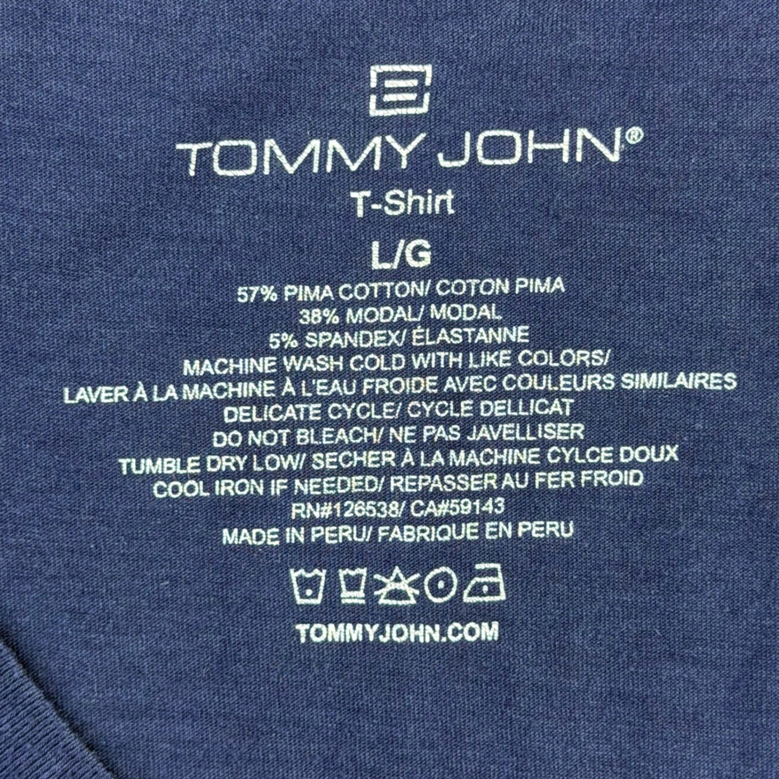 Tommy John V Neck T Shirt Men LARGE Blue Pima Cotton Stretch DUTZZ33CM1 Lounge gallery