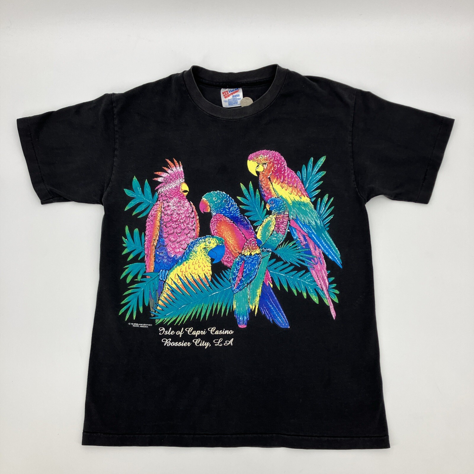 Vintage 1992 Isle of Capri Exotic Birds bright graphic single stitch tee Hanes M gallery