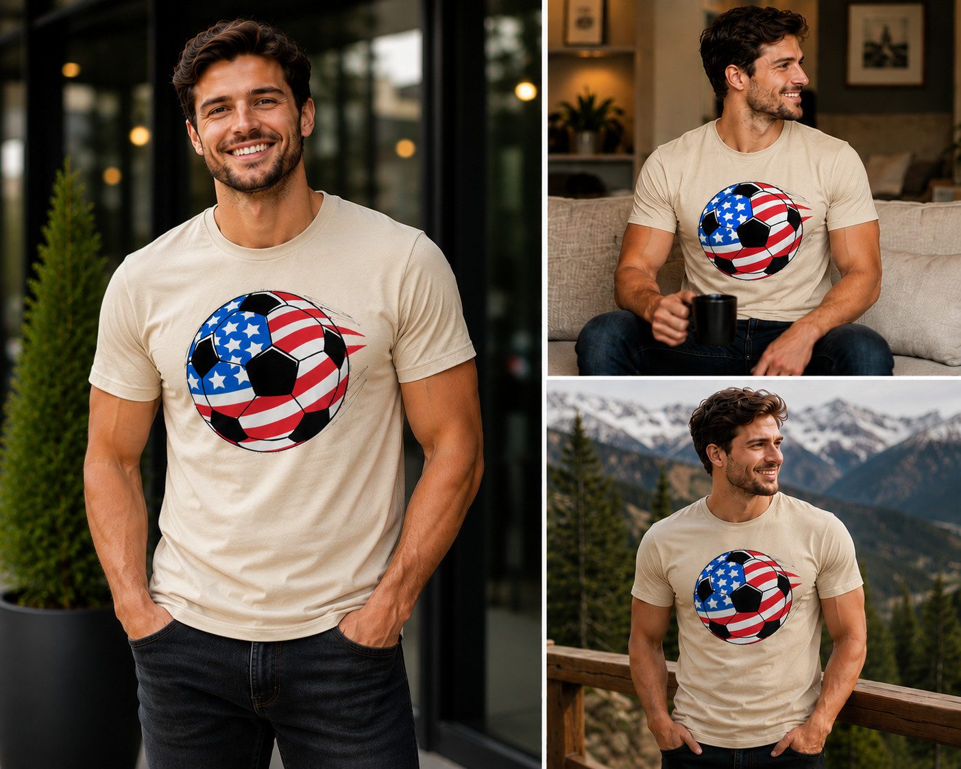 USA Flag Soccer Ball Shirt American Patriotic Football Fan Tee 2026 Unisex gallery