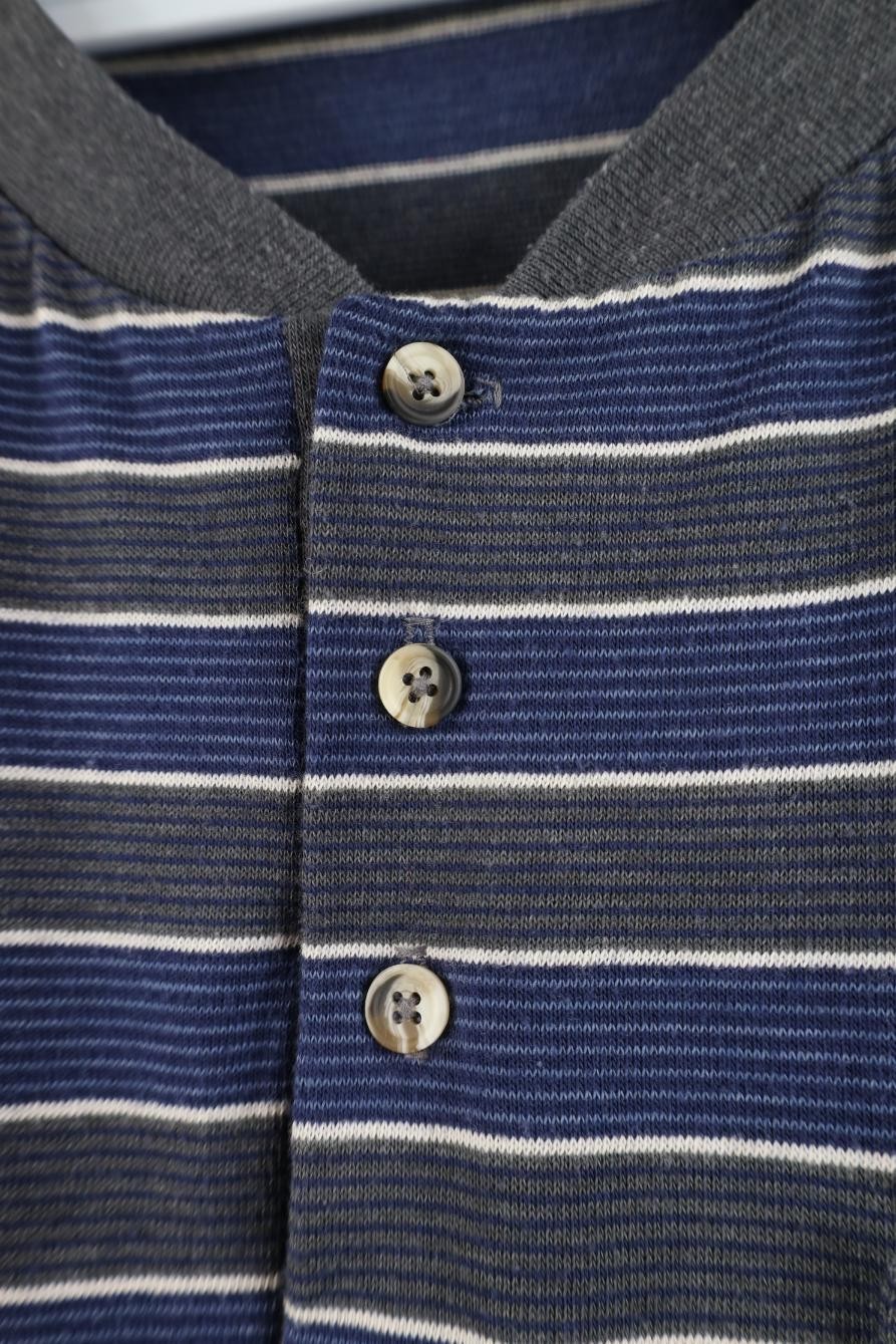 Vtg 90s Streetwear Mens Large Faded Striped Color Block Knit Henley T-Shirt USA gallery