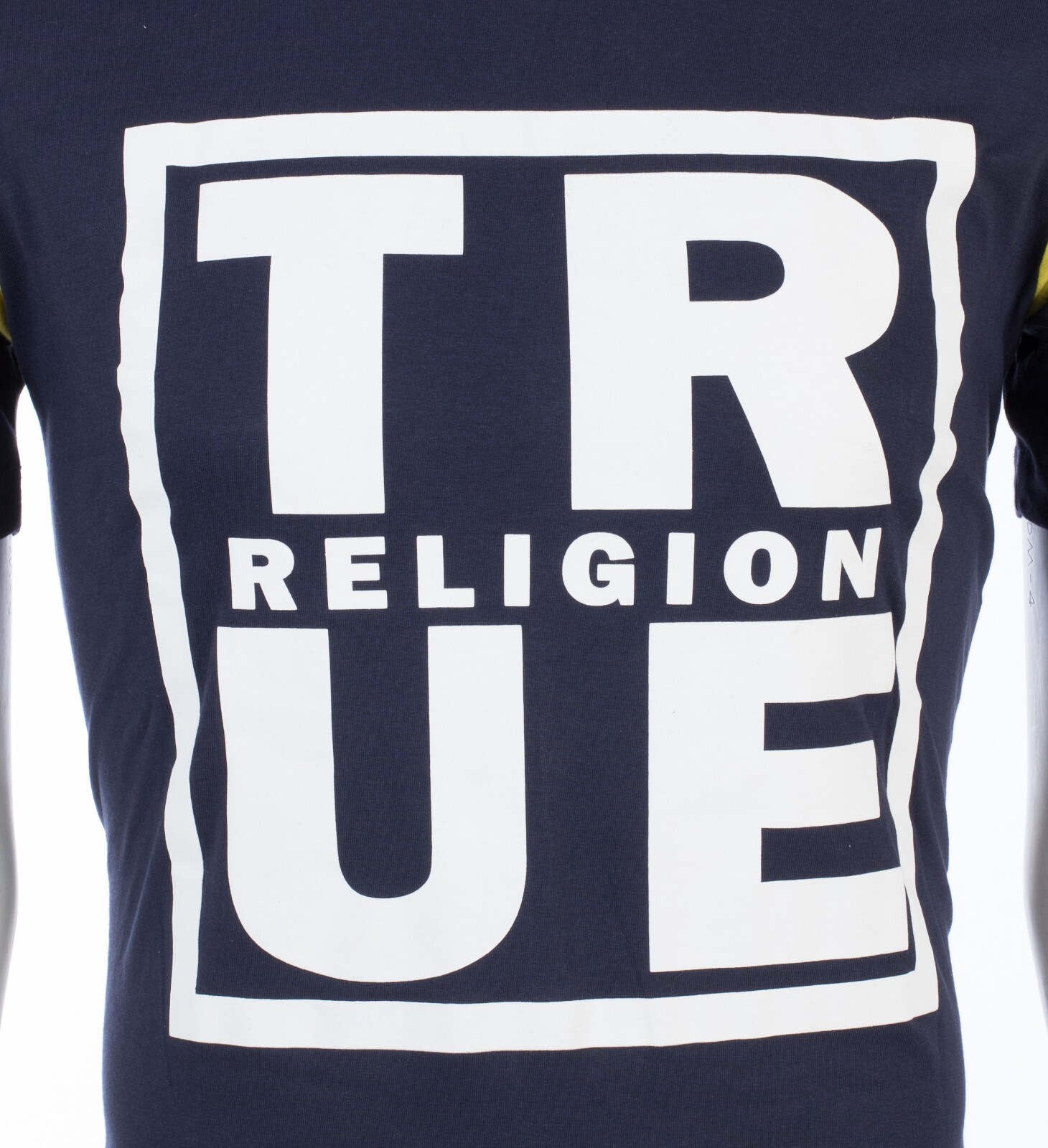 $79 TRUE RELIGION Navy SQUARE FOOTBALL Short Sleeve Designer Graphic T-shirt NWT gallery