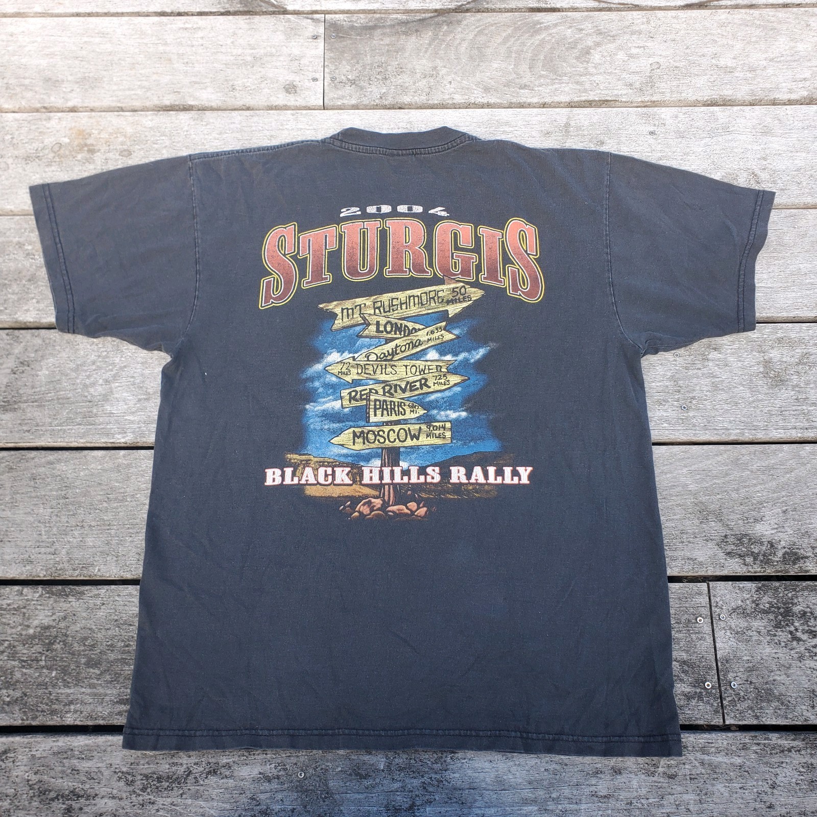 Vintage Y2K 2004 Sturgis Bike Shirt Large Harley Lightning Wolf Faded Rare USA gallery
