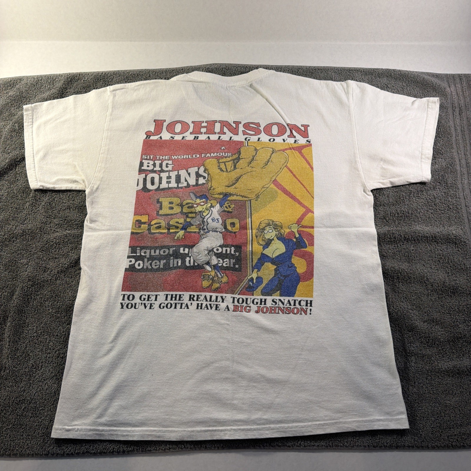 Vintage Big Johnson Baseball Gloves Shirt Funny Humor 90s Collectible USA Made gallery
