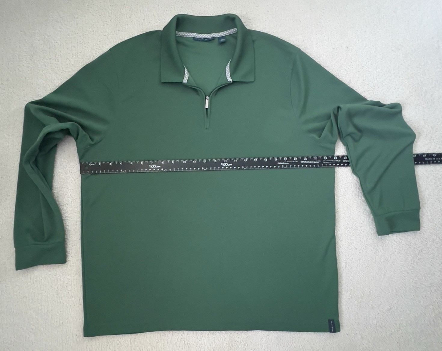 Perry Ellis mens XXL shirt green 1/4 pullover subtle ribbed texture LS gallery