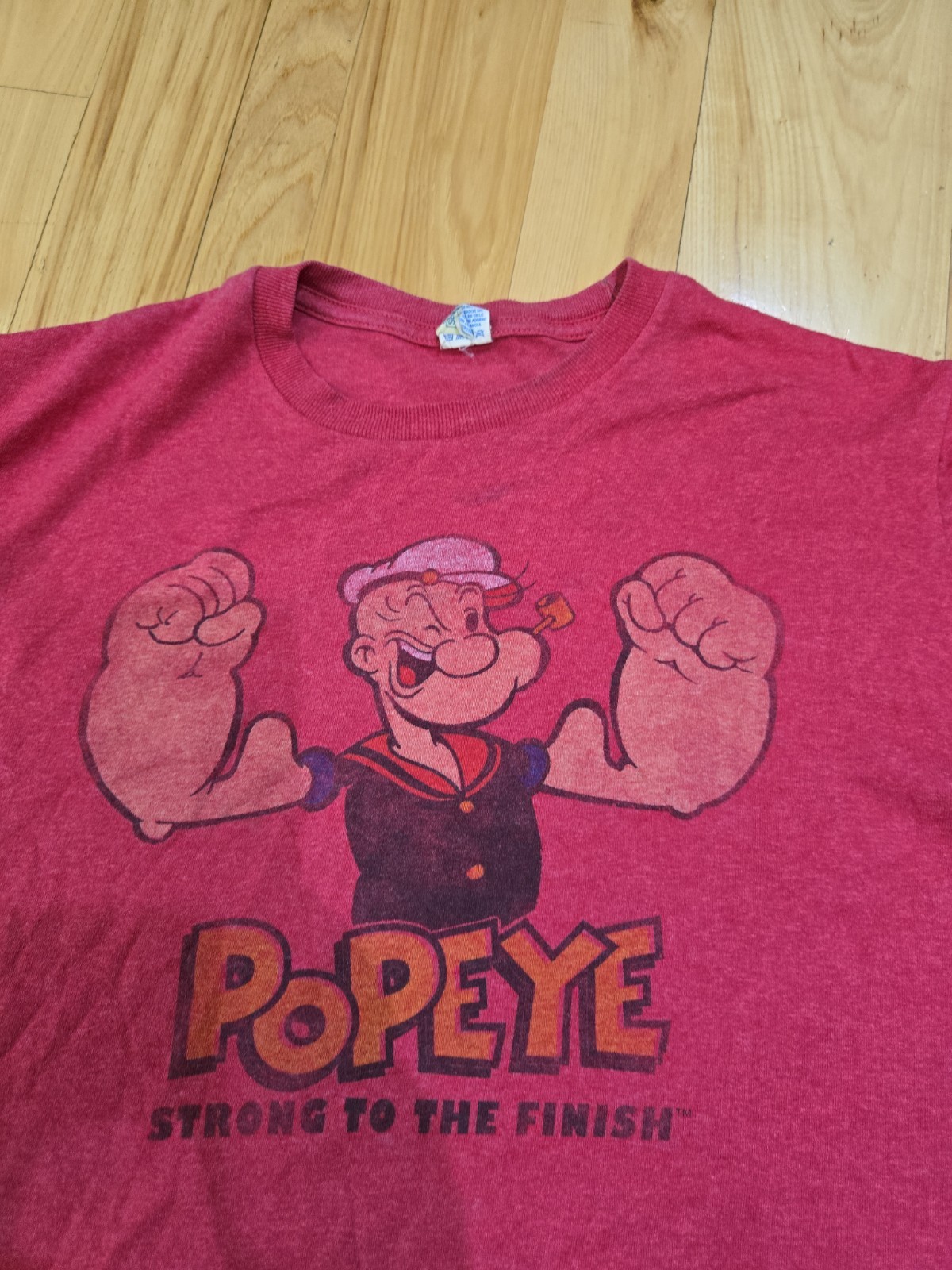 Vtg T Popeye The Sailor Man T-Shirt Soft Spun 90s Strong to the Finish Size L gallery