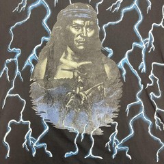 Vintage Native American Lightning Shirt Mens XL Black Rebal Double Sided 90s