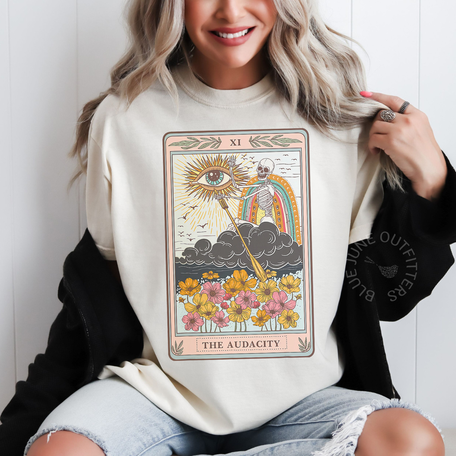 The Audacity Trippy Skeleton Tarot Tee | Witchy Comfort Colors T-Shirt | Skelly gallery