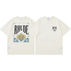 46Style RHUDE High Quality 100% Cotton Short Sleeve Men Women Polo T-Shirt S-2XL