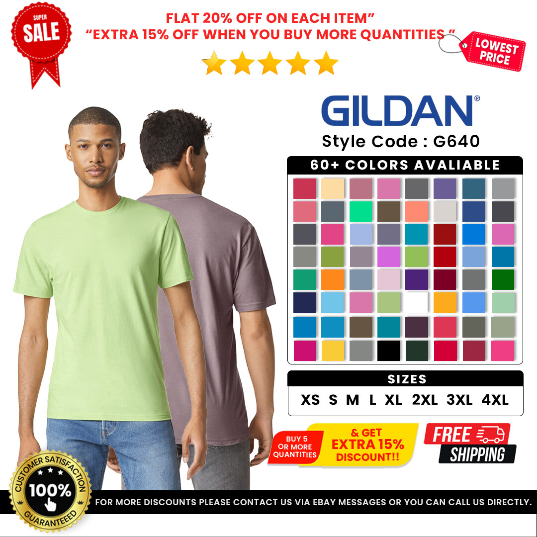 Gildan G640 Mens Softstyle Ringspun Cotton Jersey Knit Crew Neck Plain T-Shirt gallery
