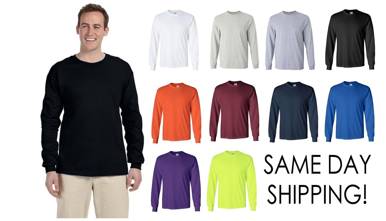 MUST GO! Gildan Mens Unisex Long Sleeve T-Shirt S-4XL 2400 SAME DAY SHIPPING! gallery