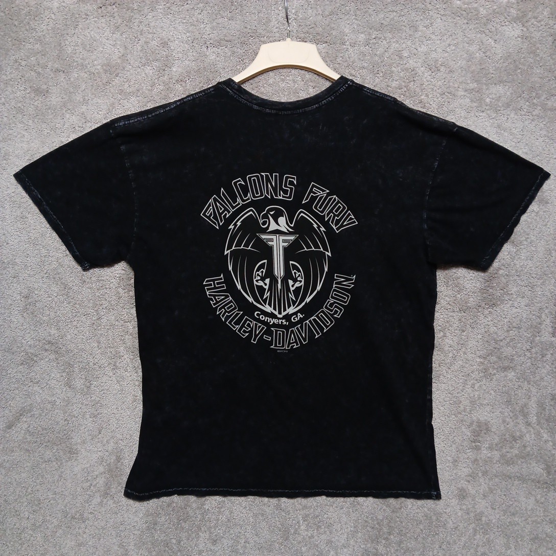 Harley Davidson T Shirt XXL Black Falcons Fury Conyers Georgia Screaming Skull gallery