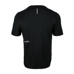 diadora Tech Run Crew Neck Short Sleeve Athletic T-Shirt Mens Black Casual Tops
