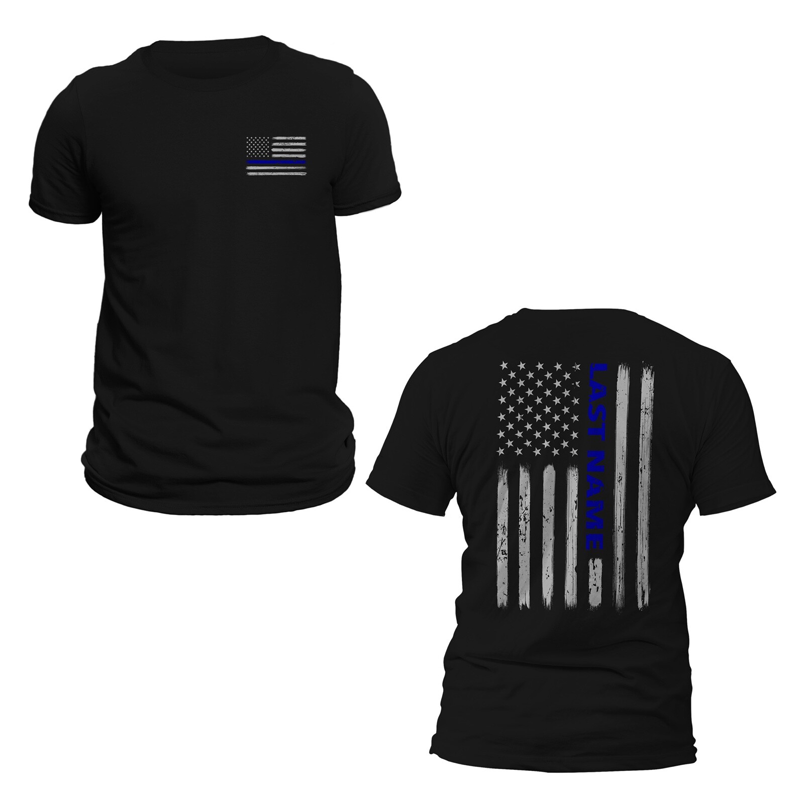 Custom Last Name Police Thin Blue Line Vertical Flag Shirt gallery