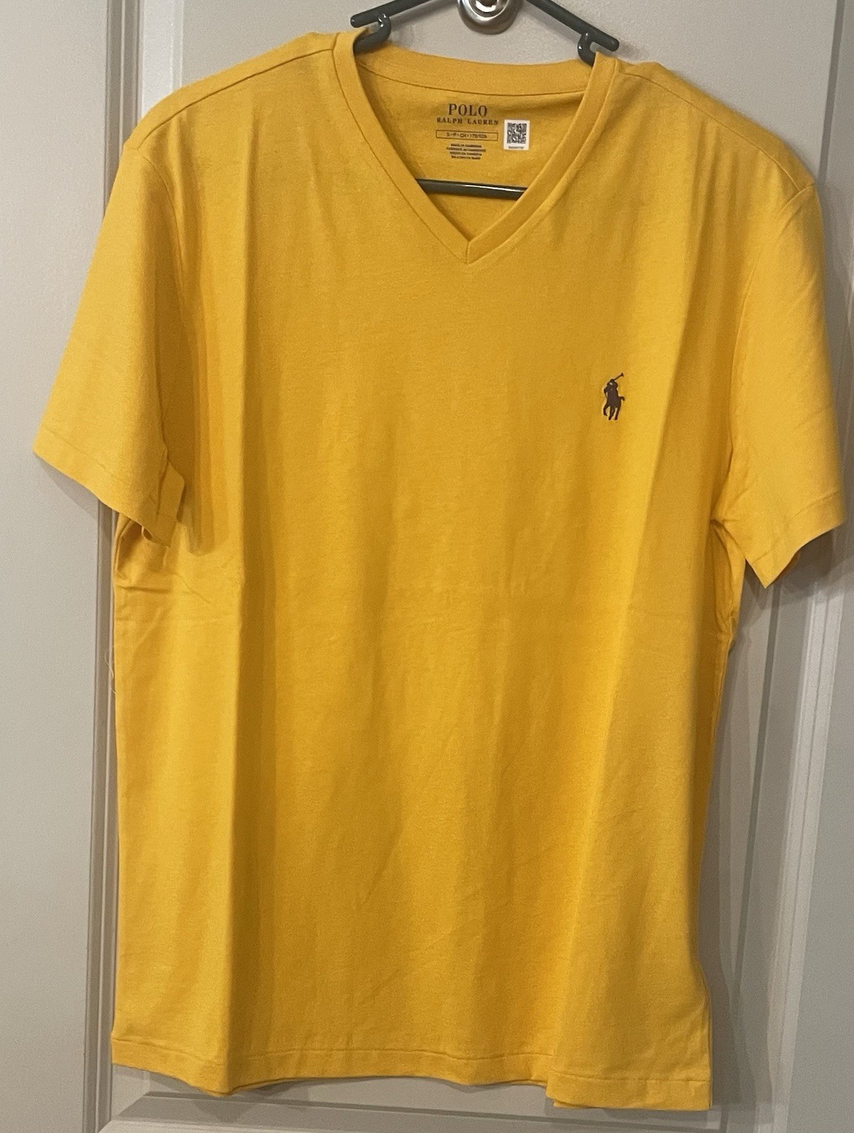 Polo Ralph Lauren Shirt Mens Gold/Yellow V Neck Classic Fit Pony Logo Size Small gallery