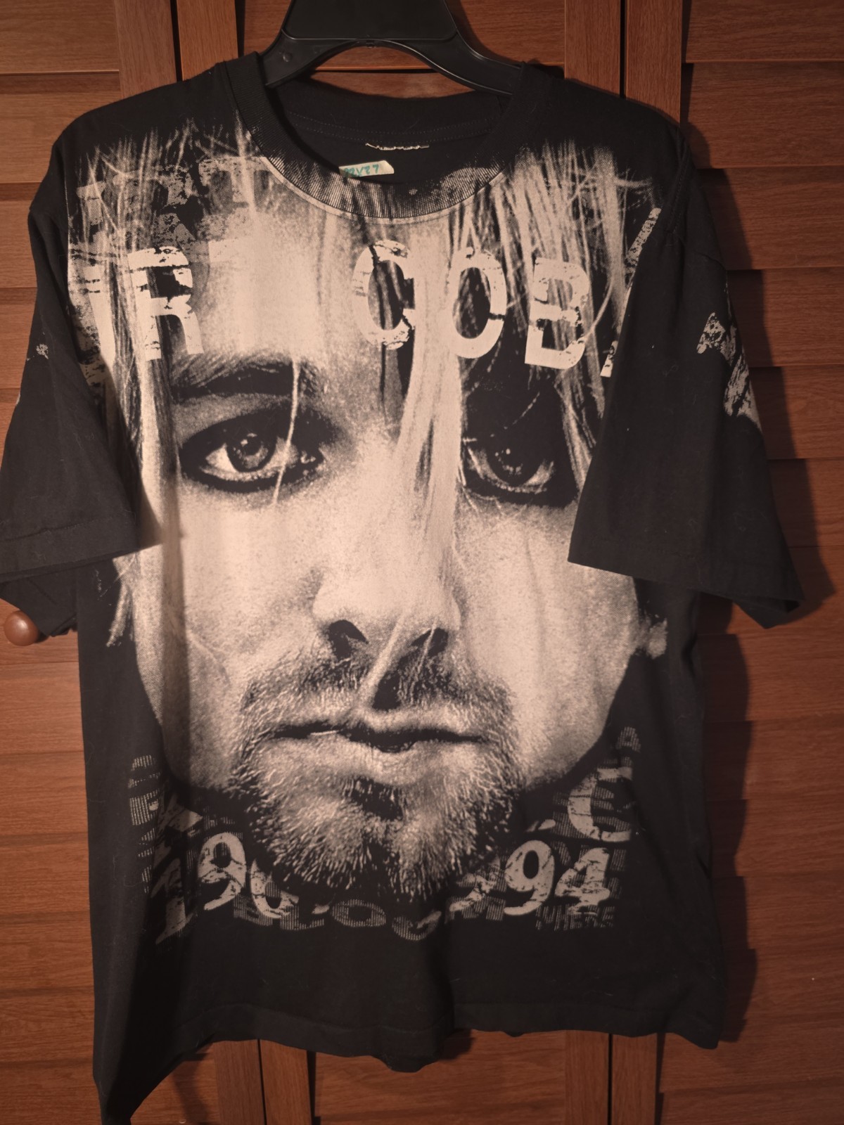 BOOTLEG 90s Kurt Cobain Nirvana All Over Print Memorial T-shirt Size XL gallery