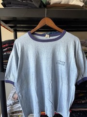 BOXY Vintage 50s 60s Ithaca College Ringer Shirt Heather Blue XL Airtowne Mills